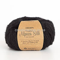 Пряжа Drops Brushed Alpaca Silk (колір 16 black)