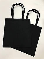 Пошивная черная Эко сумка из хлопка 200/210 г> м2 35х41 см.