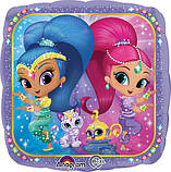 Shimmer & Shine дівчатка-джини фольгований квадрат або серце на вибіір 45 см з гелієм, фото 2