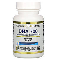 California Gold Nutrition, DHA 700, Рыбий жир фармацевтической степени чистоты, 1000 мг, 30 капсул