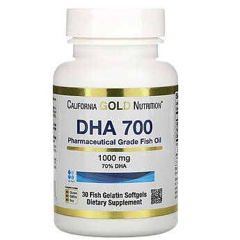 California Gold Nutrition, DHA 700, Риб'ячий жир фармацевтичної ступеня чистоти, 1000 мг, 30 капсул