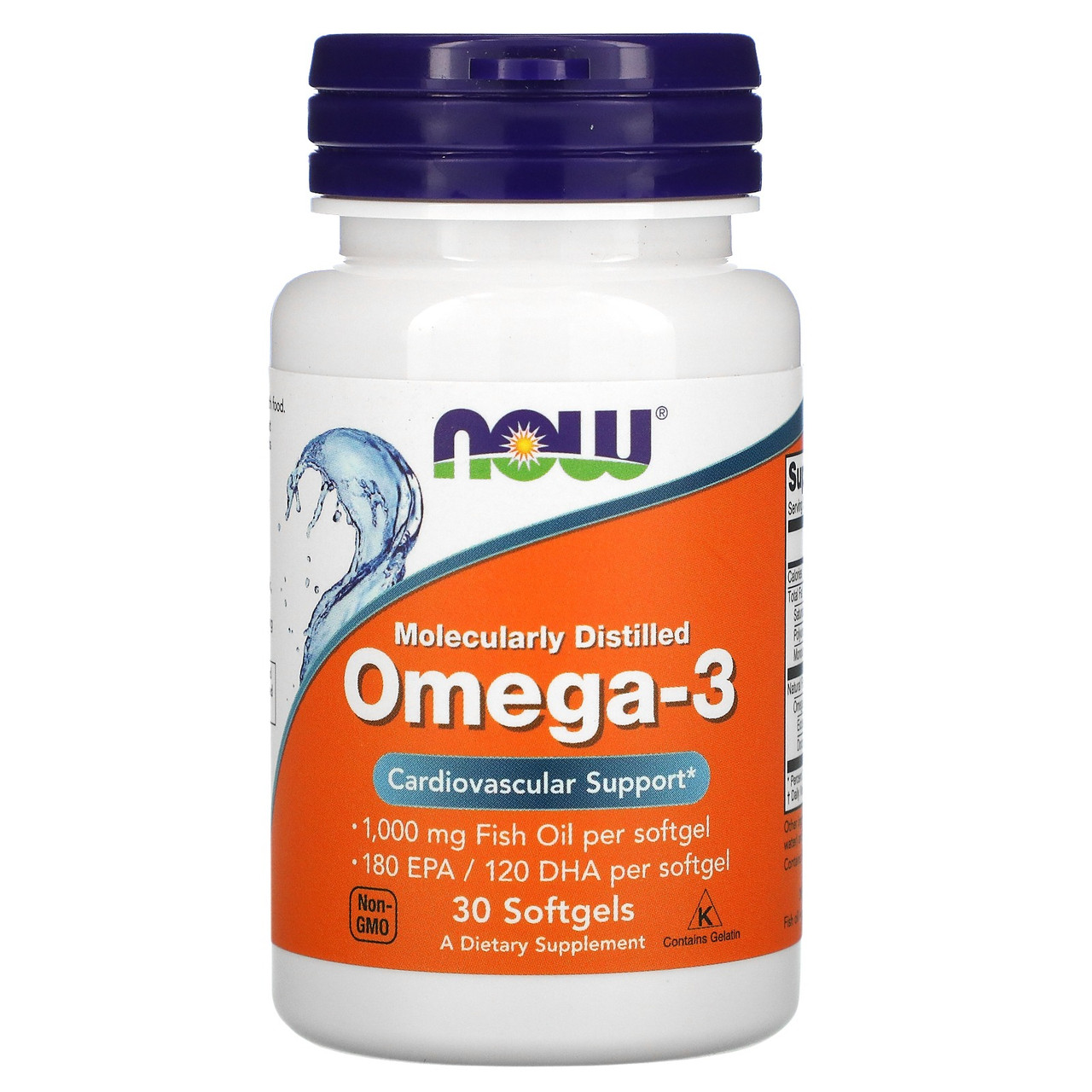 Омега 3 180 EPA 120 DHA Now Foods Omega 3 підтримка здоров'я серця 30 капсул