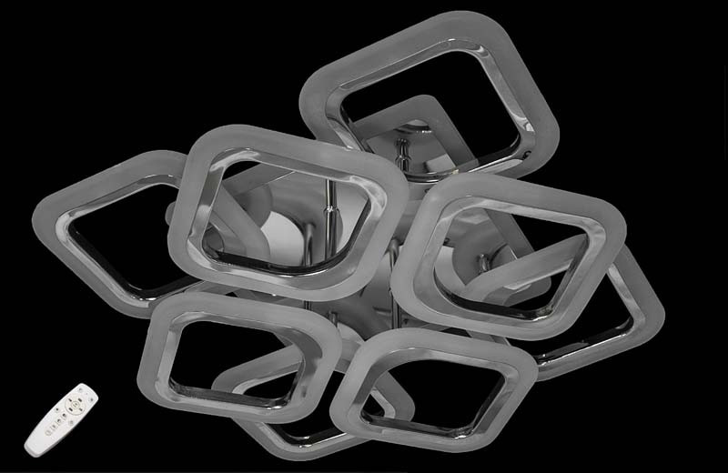 Люстра світлодіодна з димованим пультом у хромованому кольорі 5588/4+4S HR LED 3color dimmer, фото 1