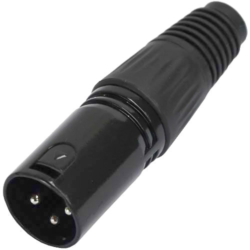 Штекер CANON (XLR), 3pin, під шнур, металевий корпус, чорний (Тип2)