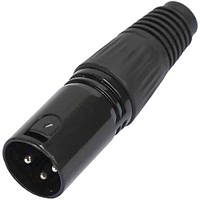 Штекер CANON (XLR), 3pin, под шнур, корпус металлический, чёрный (Тип2)