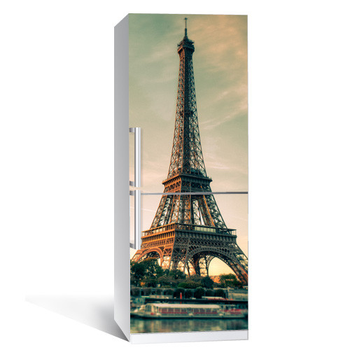 Інтер'єрна наклейка на холодильник Ейфелева вежа 03 плівка самоклеюча глянсова з ламінацією 600*1800 мм, фото 1