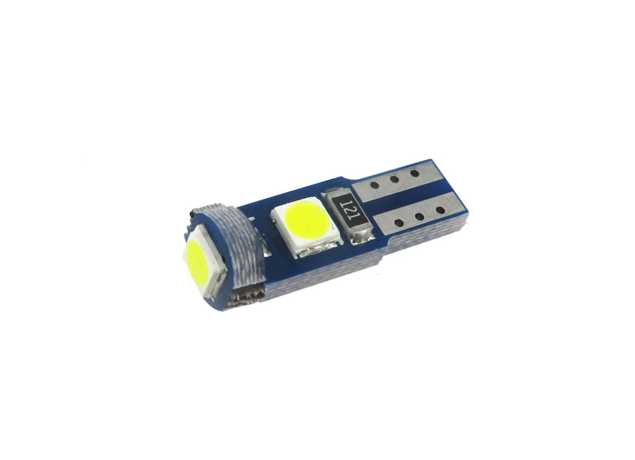 Світлодіодна автомобільна лампа T5 W2x4,6d 3 SMD (2835) 24 V WHITE друкована плата "ведмедик", фото 1