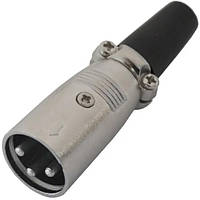 Штекер CANON (XLR), 3pin, под шнур, корпус металлический, VK10767, 1уп-10шт