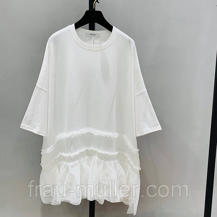 Білий блузон великого розміру з прикрасою з фатину Shumeng