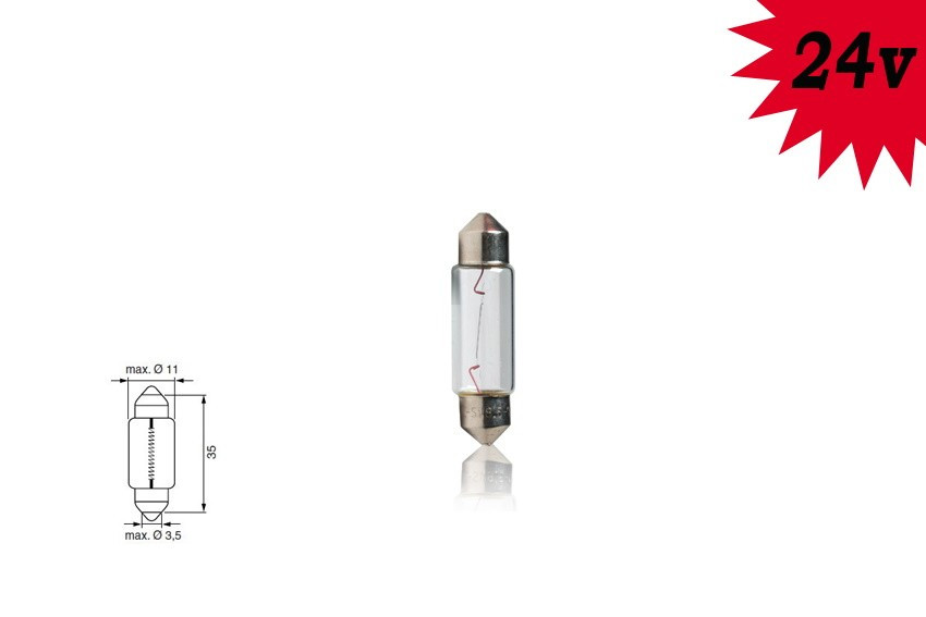 Автомобільна лампа Т11 x 36 mm 24V 5W SV8,5