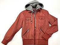 Кожаная курточка со сьемным капюшоном 5-16 лет 110-158