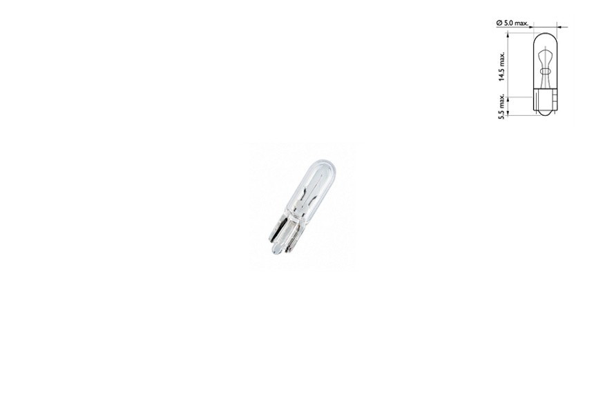 Автомобільна лампа T5 (W1,2W) 12V 1,2W W2x4,6d