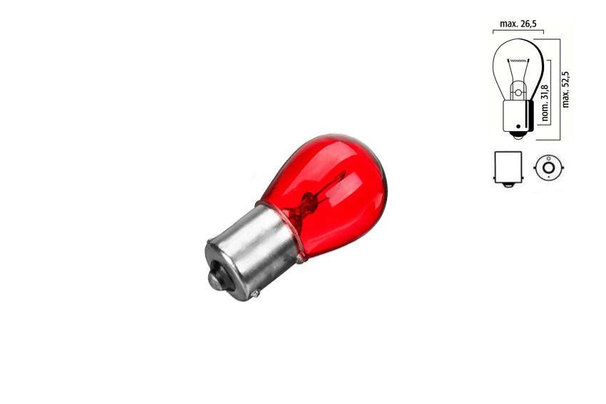 Автомобільна лампа 12V 21W BA15s Red