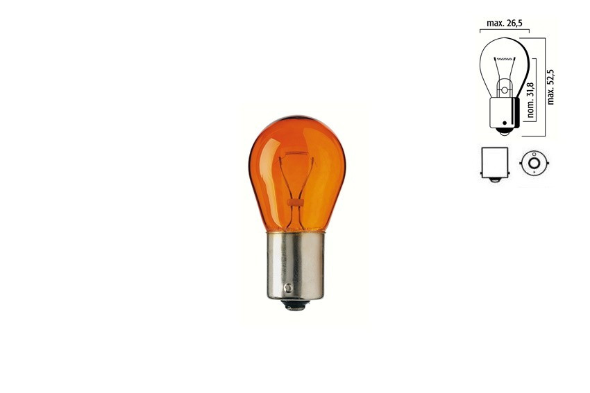 Автомобільна лампа 12V 21W BA15s Amber