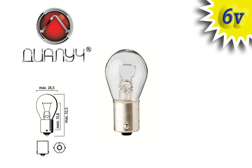 Автомобільна лампа Діапроменів 6 V 21 W BA15s