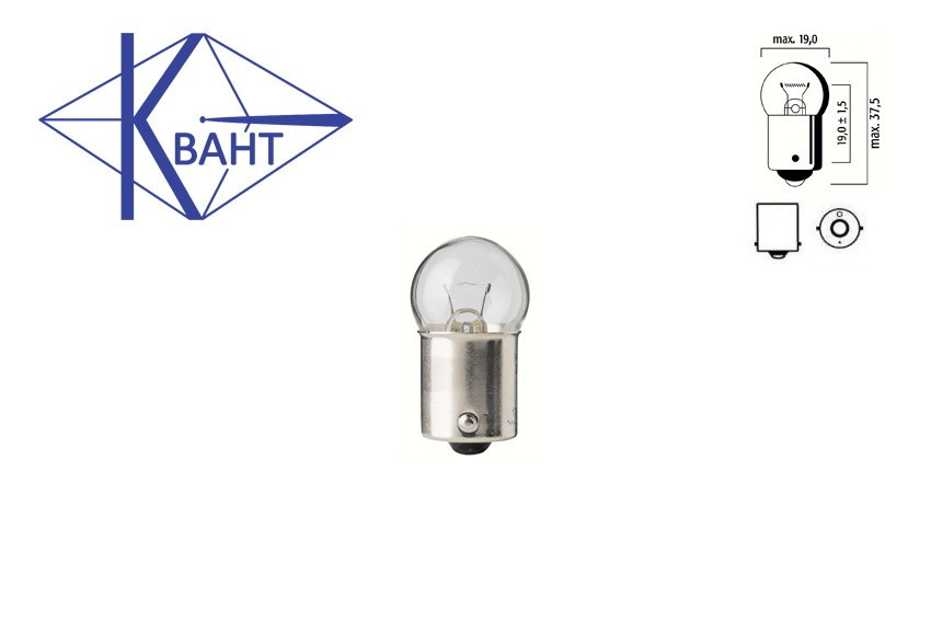 Автомобільна лампа КВАНТ 12V 5W BA15d (двоконтактна)