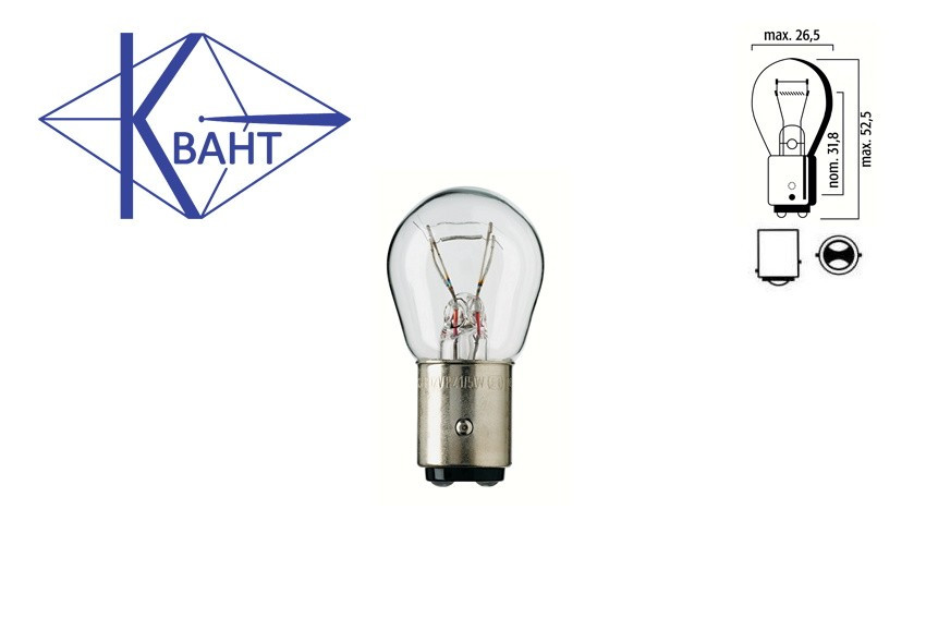 Автомобільна лампа КВАНТ P21/5W 12V 21/5W BAY15d