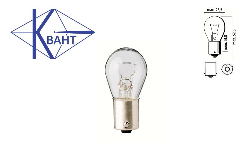 Автомобільна лампа КВАНТ P21W 12V 21W BAU15s