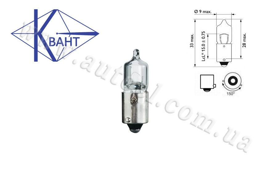 Галогенова лампа Квант H6W 12V 6W BAX9s