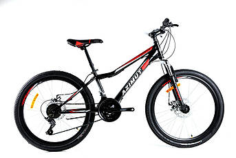 Гірський підлітковий велосипед Azimut Forest 24"D сталева рама 12,5" 21 швидкість зібраний.у кор чорно-червоний