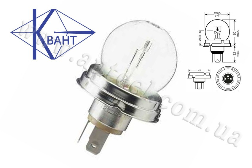 Автомобільна лампа Квант R2 12V 45/40W P45t, фото 1