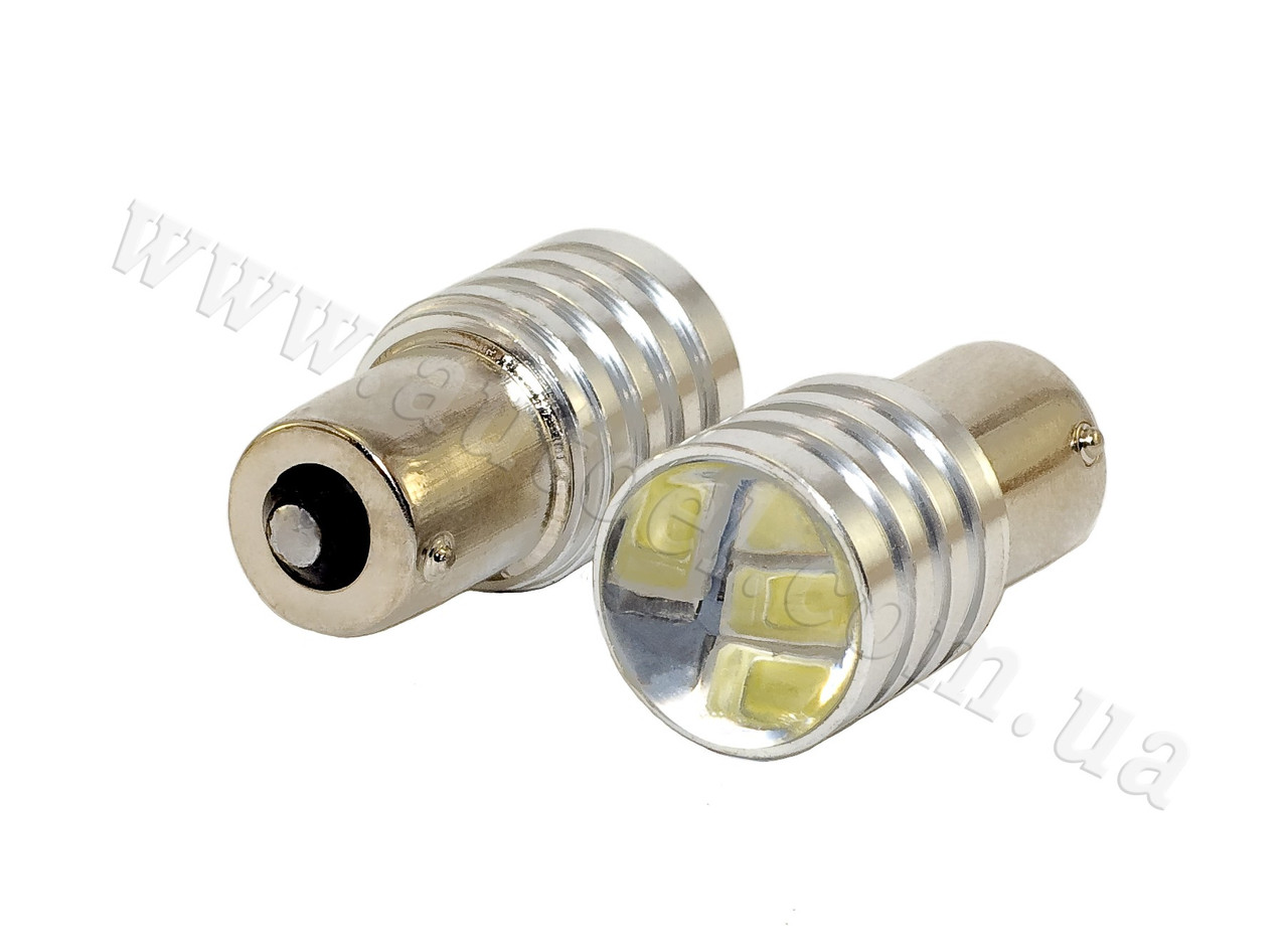 Світлодіодна автомобільна лампа S25 BA15s 6 SMD (5630) 12 V WHITE з лінзою