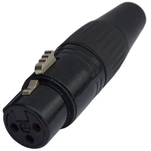 Гніздо CANON XLR, 3pin, під шнур, корпус металевий, чорний, 1уп-10шт