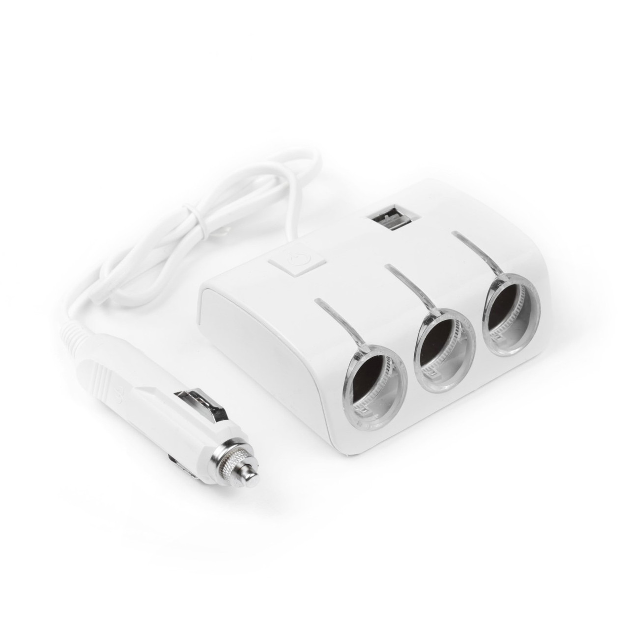 Автомобільний розгалужувач прикурювача 1506-A на 3 гнізда + 2 USB 3.1А, з кнопкою ON-OFF, фото 1