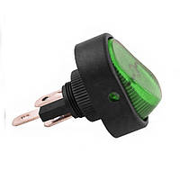 Перемикач клавішний ON-OFF 3 pin овальний з підсвічуванням.  Зелений.