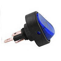 Перемикач клавішний ON-OFF 3 pin овальний з підсвічуванням.  Синій.