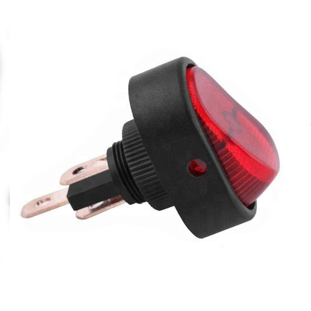 Перемикач клавішний ON-OFF 3 pin овальний з підсвічуванням.  Червоний., фото 1