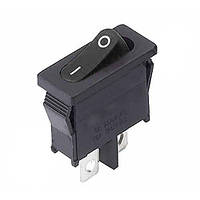 Перемикач клавішний ON-OFF 2 pin прямокутний (вузький) без підсвічування. Чорний.