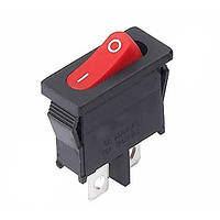 Перемикач клавішний ON-OFF 2 pin прямокутний (вузький) без підсвічування. Червоний.
