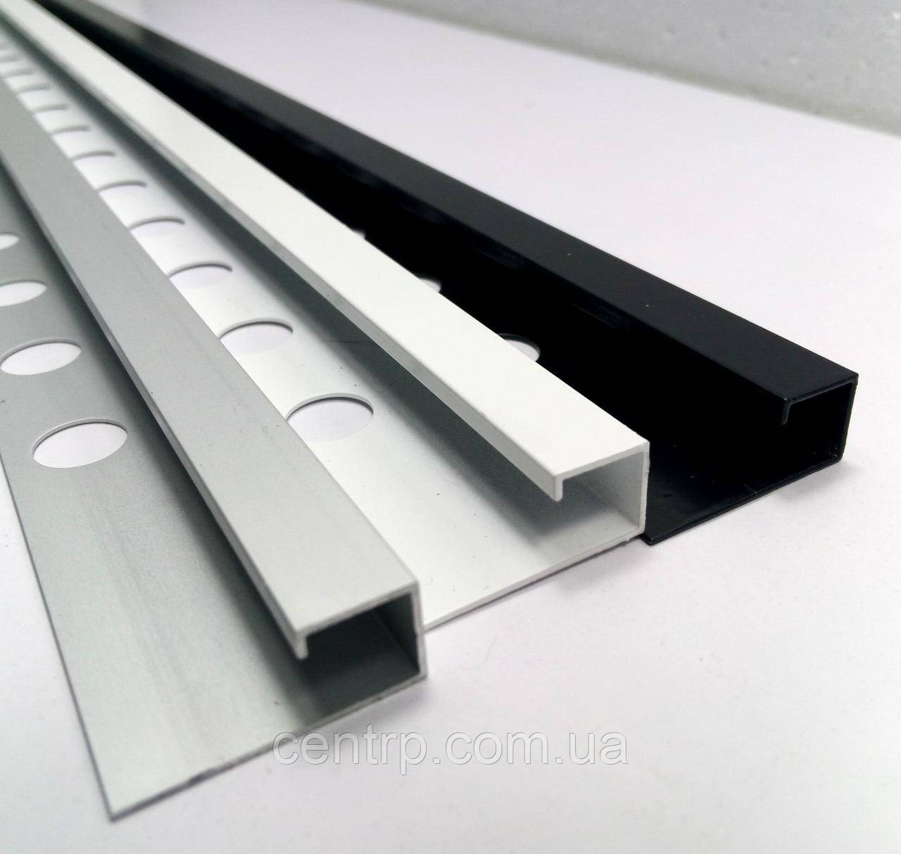 Алюминиевый П-образный квадратный профиль для плитки 10 мм Квадро ТК 10 L-2.7м Серебро анод - фото 1 - id-p1376043891
