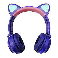 Беспроводные наушники ZW-028 Cat Ear Bluetooth с кошачьими ушками и LED подсветкой Фиолетовый
