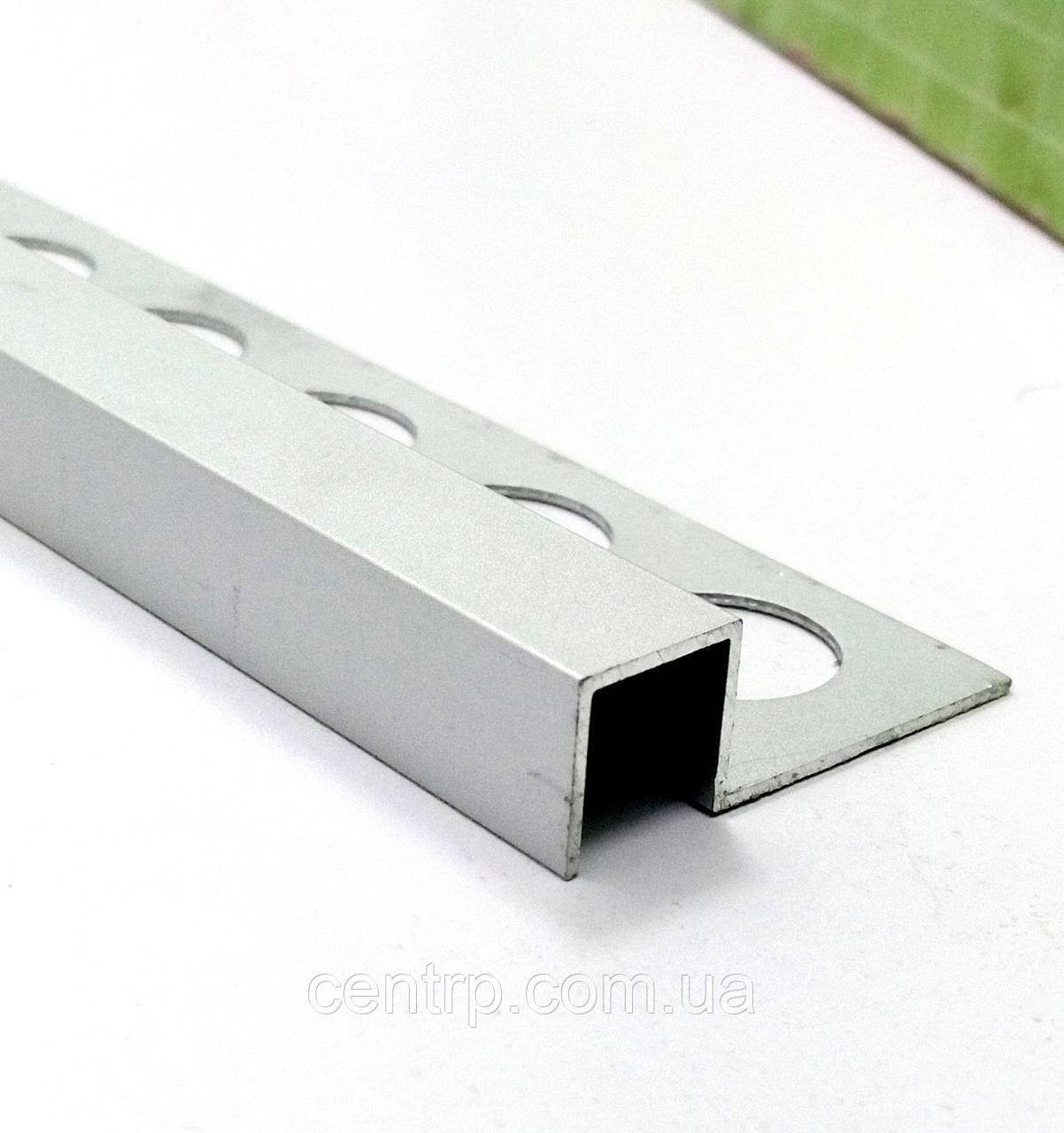 Алюминиевый П-образный бордюр для плитки до 9 мм АДБ 10 анод L-2.7 м - фото 1 - id-p1253169410