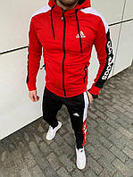 Мужские спортивные костюмы демисезонные двунитка красный Adidas, Спортивный мужской костюм на молнии Адидас