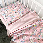 Комплект рожевого постільної білизни з єдинорогом для дівчинки, фото 5
