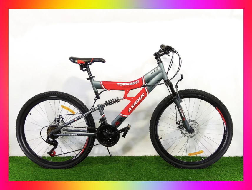 Велосипед горный двухподвесный стальной со скоростями 21 шт. Azimut ...