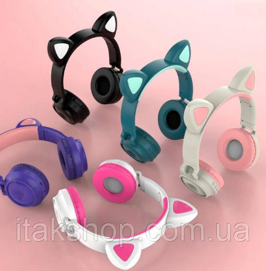 Беспроводные наушники ZW-028 Cat Ear Bluetooth с кошачьими ушками и LED подсветкой Зеленый - фото 7 - id-p1394139796
