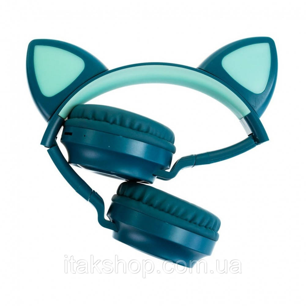 Беспроводные наушники ZW-028 Cat Ear Bluetooth с кошачьими ушками и LED подсветкой Зеленый - фото 4 - id-p1394139796