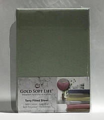 Простынь махровая на резинке Gold Soft Life Terry Fitted Sheet 160*200 ментоловый