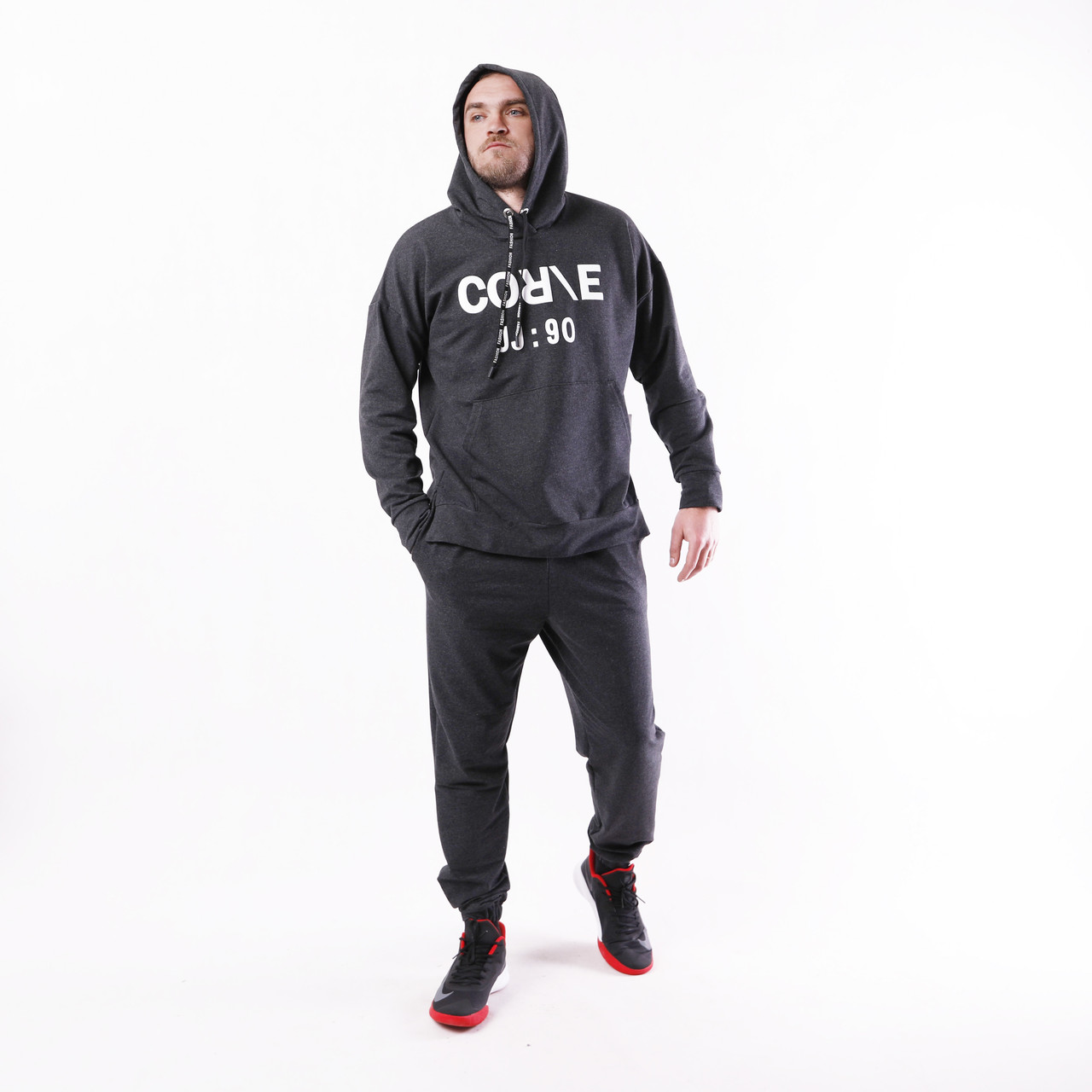 Чоловічий спортивний костюм 2-нитка "Худі" 44-48р мокрий асфальт, фото 1