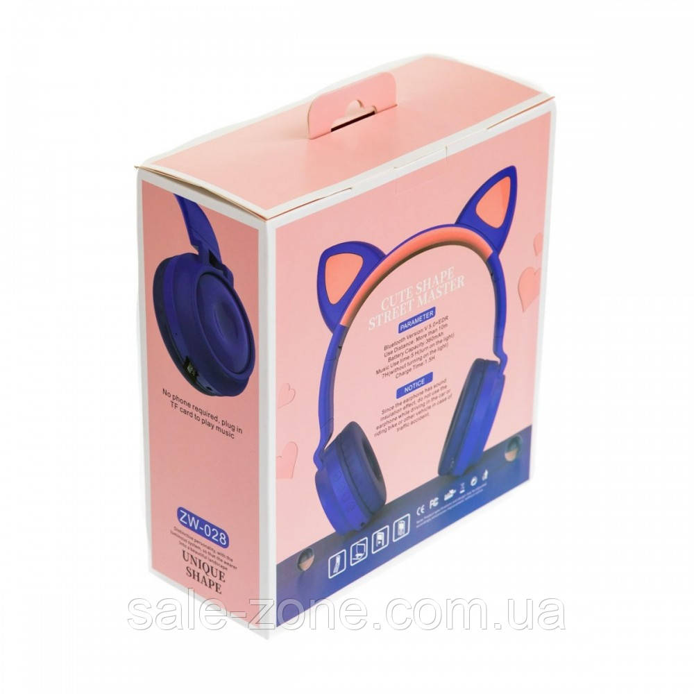 Наушники с кошачьими ушками ZW-028 Cat Ear с Bluetooth и LED подсветкой Фиолетовый - фото 6 - id-p1394169689
