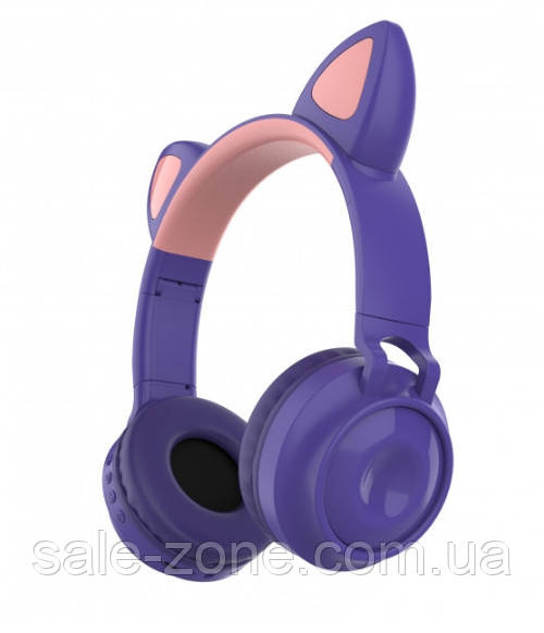 Наушники с кошачьими ушками ZW-028 Cat Ear с Bluetooth и LED подсветкой Фиолетовый - фото 1 - id-p1394169689