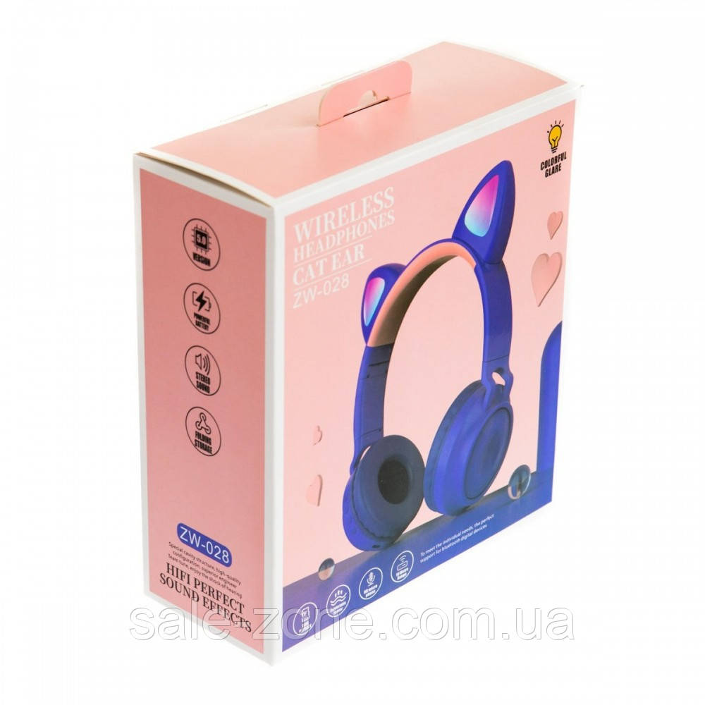 Наушники с кошачьими ушками ZW-028 Cat Ear с Bluetooth и LED подсветкой Фиолетовый - фото 7 - id-p1394169689