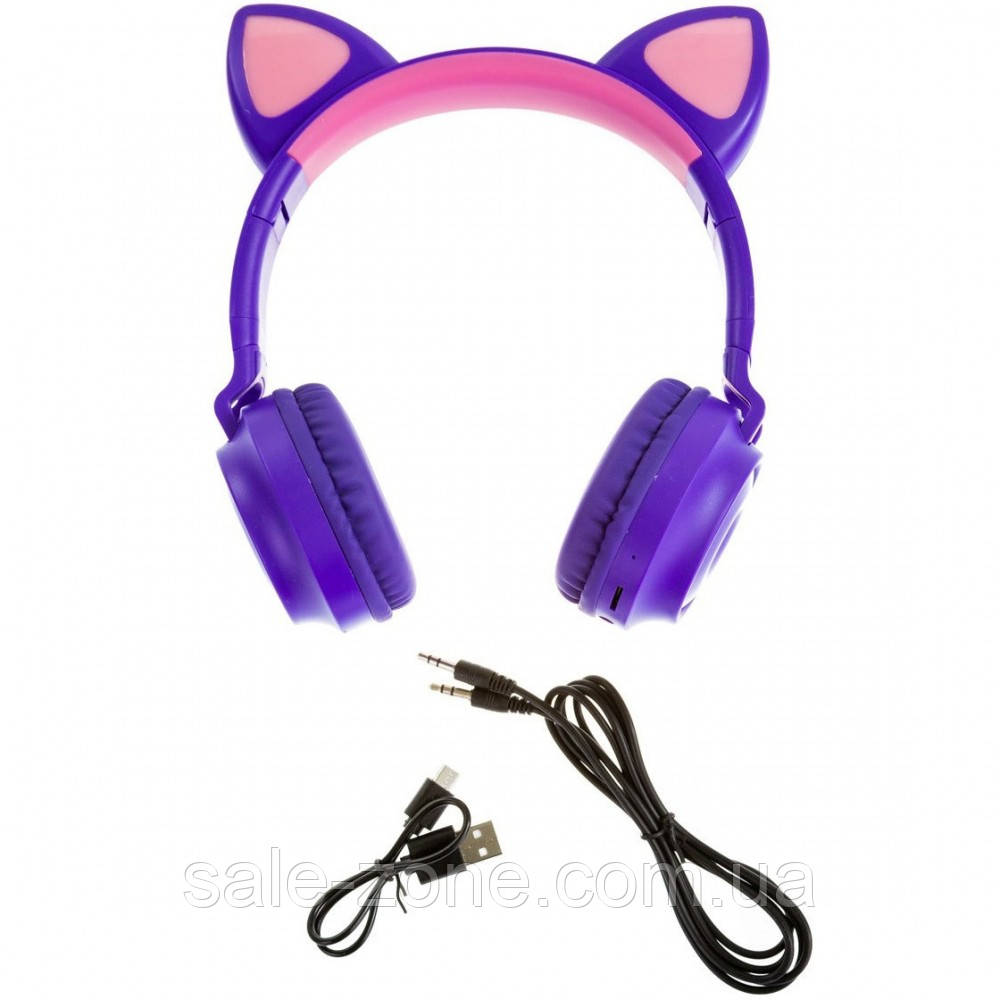 Наушники с кошачьими ушками ZW-028 Cat Ear с Bluetooth и LED подсветкой Фиолетовый - фото 3 - id-p1394169689