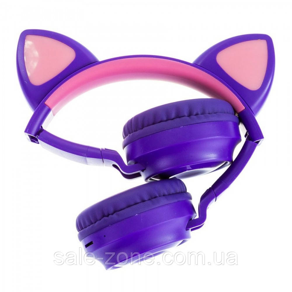 Наушники с кошачьими ушками ZW-028 Cat Ear с Bluetooth и LED подсветкой Фиолетовый - фото 4 - id-p1394169689