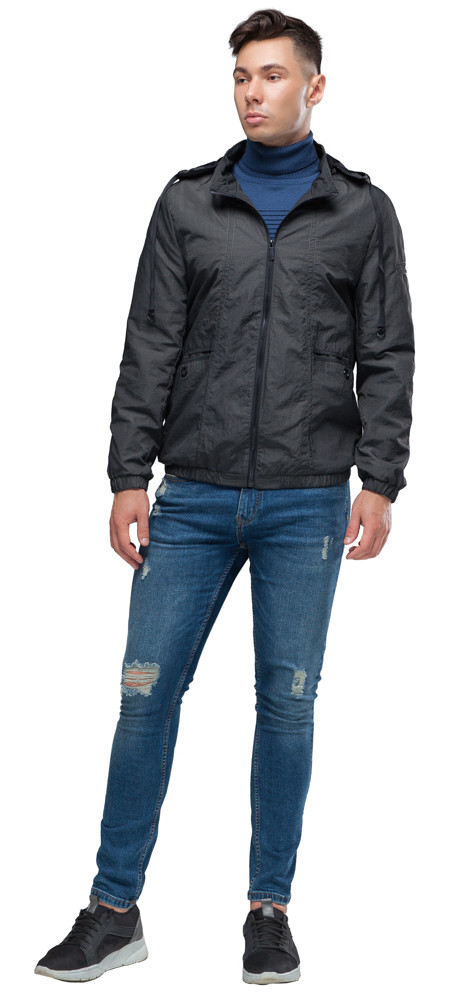 Легка куртка-вітровка для весни темно-сіра модель 38399