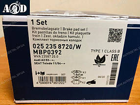 Гальмівні колодки передні Шкода Октавія А5 (диск Ø312 / 288mm) 2004-->2012 Meyle (Німеччина) 025 235 8720/W, фото 2